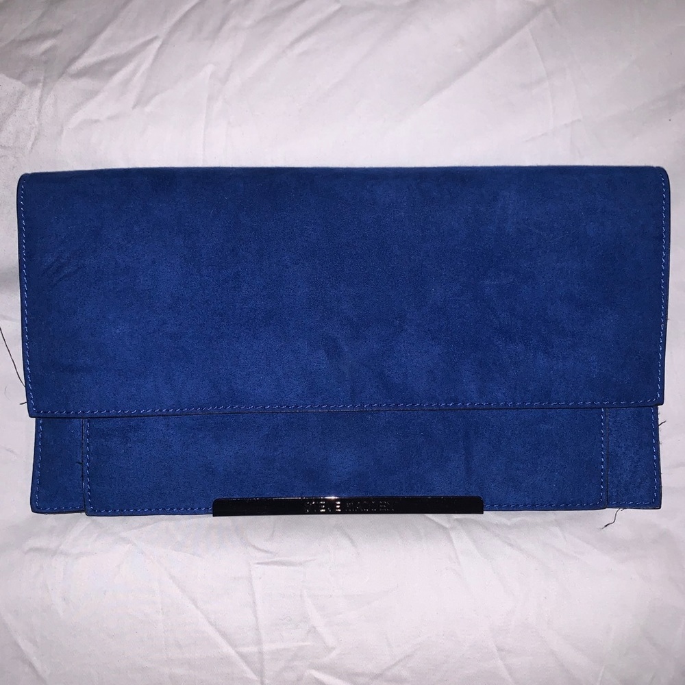 Blue Suede Clutch w/ Shoulder Strap